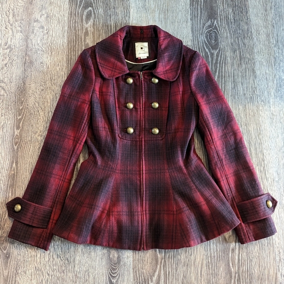 ANTHROPOLOGIE elevenses wanigan plaid peplum coat S 6 - Picture 12 of 16